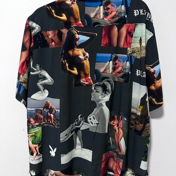 PACSUN Black Casual Button Down Shirt with Eclectic Design LARGE - Picture 4 of 5